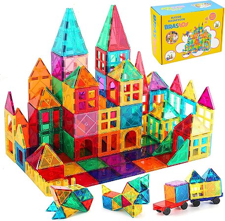 Blocos de Montar Magnéticos Infantil Construção Brinquedo (65 Peças)