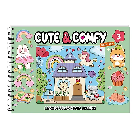 Livro de Colorir Cute & Comfy - Capa Dura Holográfica