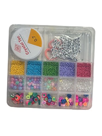Estojo de Miçangas Com mini tesoura + silicone