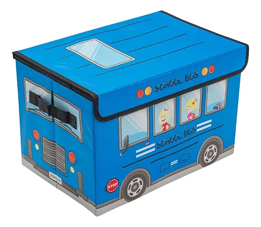 Puff Baú Organizador de Brinquedos - cor azul