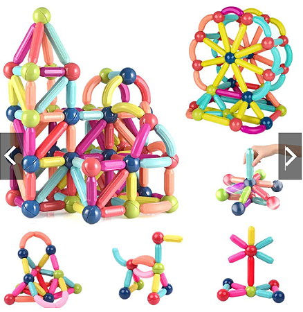 Blocos de Montar Magnético Construção Bastãos e Bolas Brinquedo Educativo Infantil
