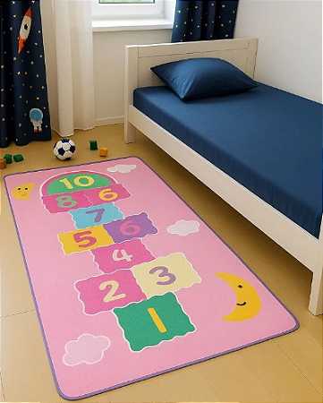 Tapete Infantil Kids Menina Quarto Sala Antiderrapante 1,20 x 80 - rosa