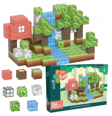 Blocos de Construção de Montagem Magnético Minecraft Cubos -  Kit com 85 peças