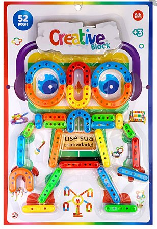 Brinquedo Interativo Educativo Creative Block Com 52 Peças
