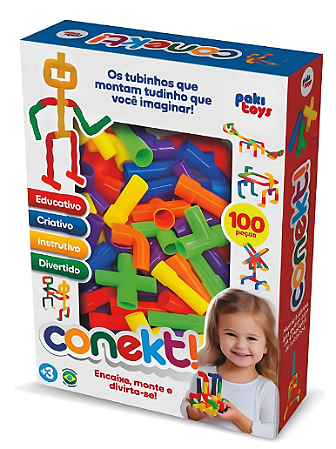Conekt 100 Pecas Pakitoys - Brinquedo De Montar Educativo