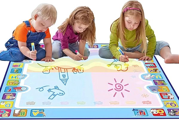 Tapete De Atividades Infantil Grande Mágico Impermeável Para Bebês Brinquedo Interativo Autismo Lousa Mágica Montessori Caneta Reutilizável Para Desenhar Com Água (Insetos)