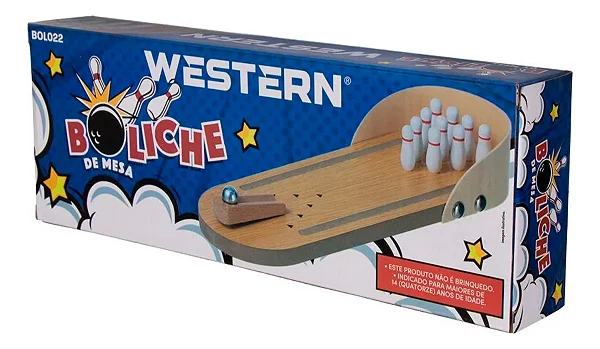 Mini boliche de mesa em madeira