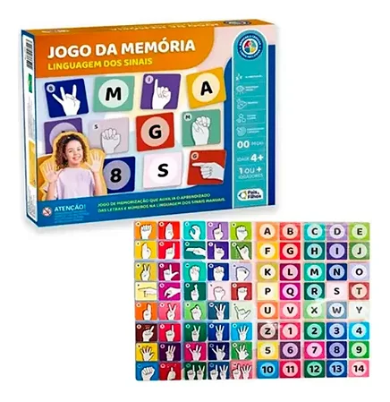 Jogo da memória linguagem dos sinais educativo - pais & filhos 80 Peças