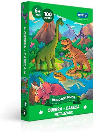 Quebra-cabeça: Reino dos dinos - 100 peças Metalizado