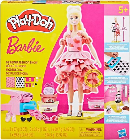 Play-Doh, Massinha de Modelar Infantil, Barbie Designer Fashion Show - Conjunto de Brinquedo com Acessórios, Boneca e 5 Potes