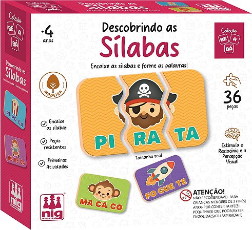 Jogo Educativo de madeira Descobrindo as Sílabas - 36 Peças