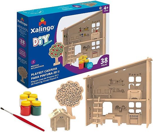 Casinha de madeira 3D para colorir