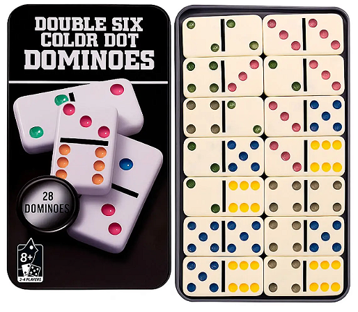 Dominó Clássico colorido - 28 Peças jogo de mesa para família e amigos