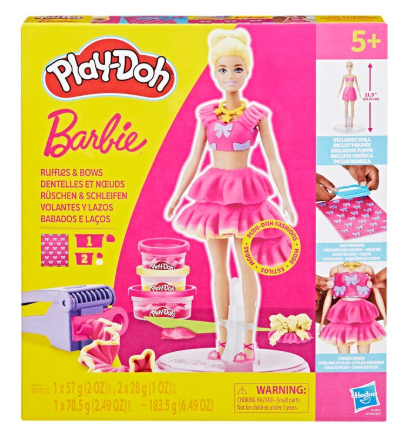 Play-Doh, Massinha de Modelar Infantil, Barbie Ruffles and Bows - Conjunto de Brinquedo com 3 Potes - A partir de 5 Anos
