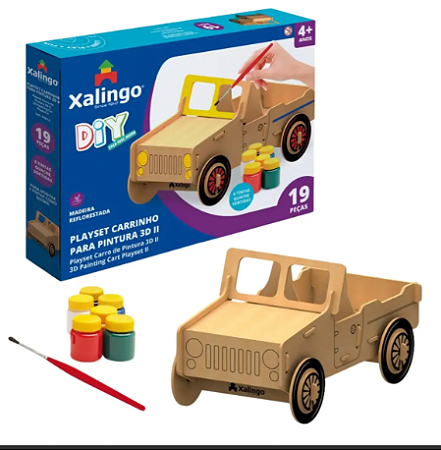 Brinquedo Infantil Playset Carrinho 3d Para Pintura 19 Peças- xalingo