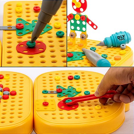 Kit Criativo de Ferramentas Infantil PREMIUM, Maleta com 65 Peças, Brinquedo Educativo de Habilidades Montar e Desmontar