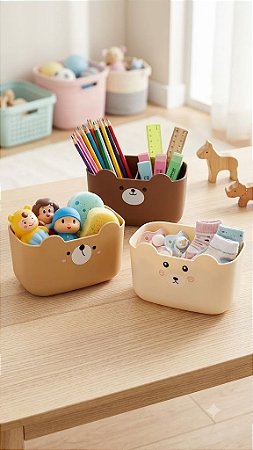 Organizador Multiuso Infantil Ursinho – Porta-Objetos MARROM