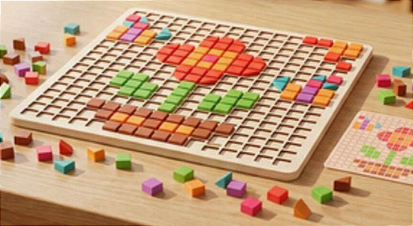 Pixel Puzzle de Madeira – Quebra-Cabeça Educativo