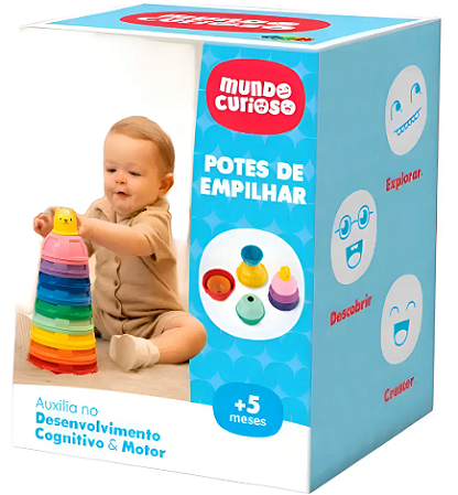 Brinquedo Educativo Potes De Empilhar Ggb Bebê Colorido Colo