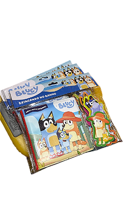 Livro Infantil Bluey - Brincando no Banho + Peças de EVA