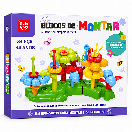 Blocos de Montar Jardim de Flores (34 peças) da marca Dute Play