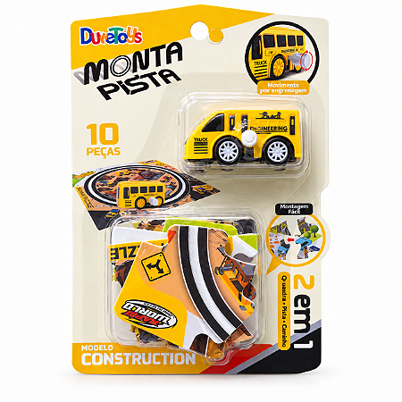 🛠️ Brinquedo Monta Pista 2 em 1 - Modelo Construção (10 Peças) Amarelo