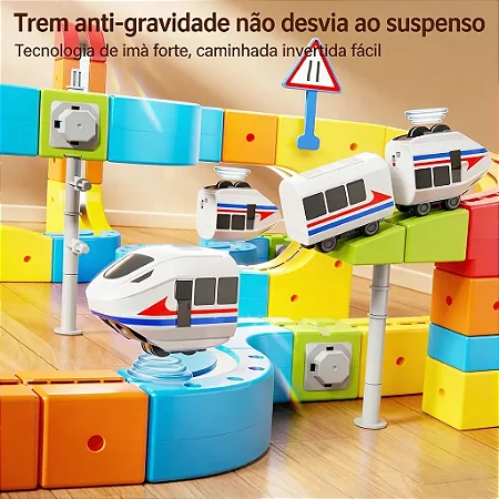 Pista trem Magnético Elétrico infantil blocos Track Track Kit 80