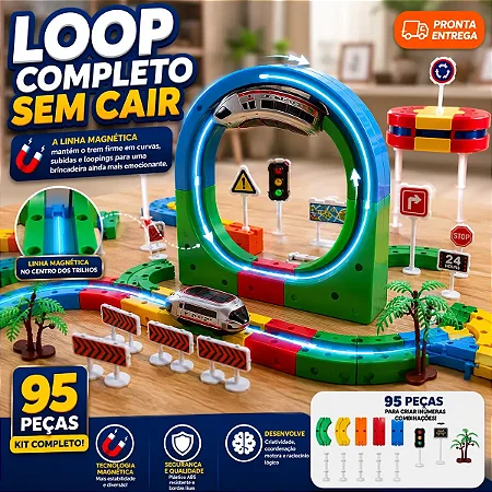 Pista De Trem Magnetico Recarregavel De Montar Brinquedo 95p