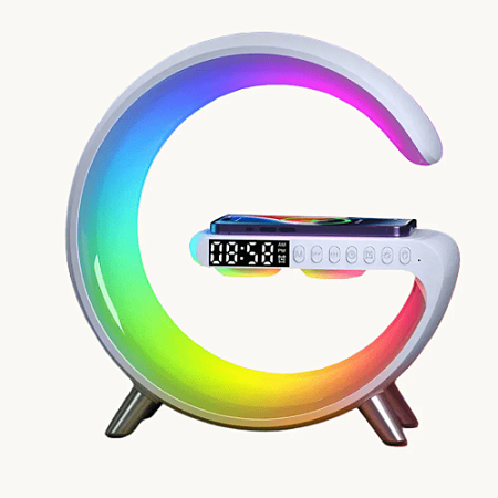 Caixa De Som E Carregador Branca G Speaker Smart Station Luminária