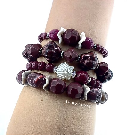 Mix Pulseiras Vinho | Ref: KITPLBR484