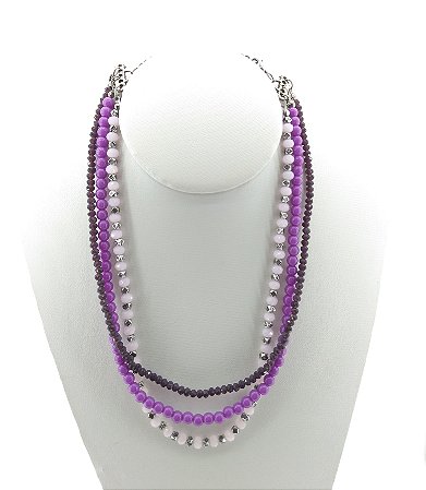 Colar Triplo Roxo  | Ref: CL1161