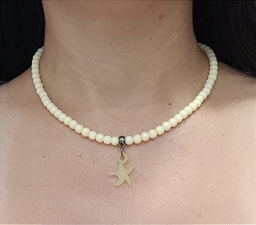 Colar Choker Gargantilha Estrela Amarelo | Ref: CL1184