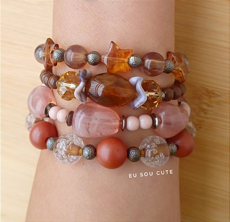 Kit Pulseiras Marrom  | Ref: KITPLBR496