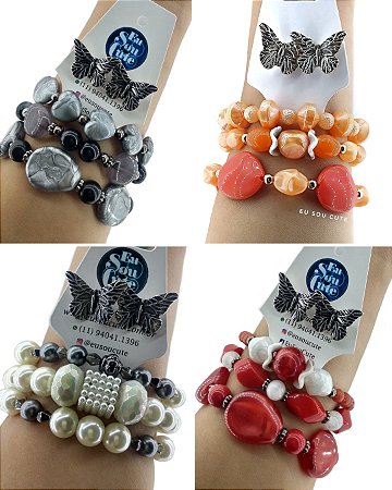 Mix Pulseiras com Brinco de Borboleta