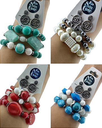 Kit Pulseiras com Brinco