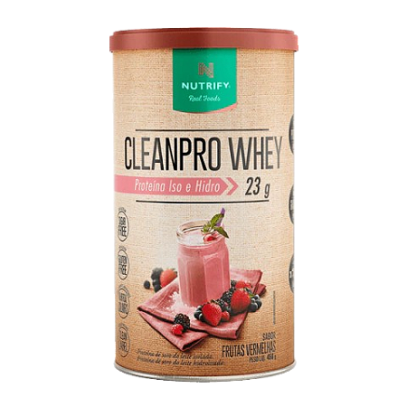 Cleanpro Whey frutas vermelhas 450g - Whey Protein Isolado e Hidrolisado - Nutrify