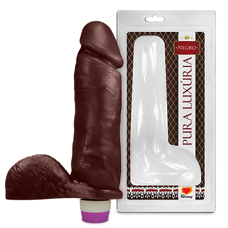 Prótese Realística com Vibrador e Escroto 20,5cm x 4,7cm - Marrom (001409)