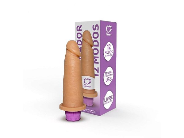 Prótese Realística com Vibrador Recarregável USB - 15,3cm x 4,5cm (001329)