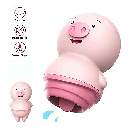 VIBRADOR PORQUINHO - Masturbador feminino com Estimulador de língua - 6 modos de vibração