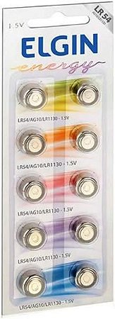 Bateria alcalina elgin lr54 cartela com 10 unidades