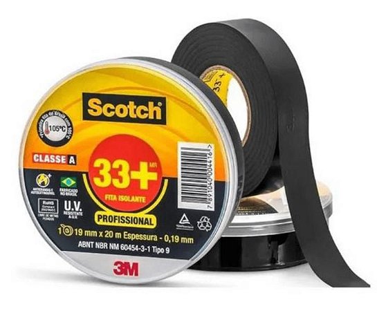 Fita isolante preta 19 x 20m  scotch 33+