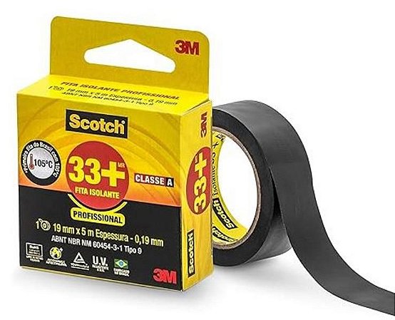 Fita isolante preta 19 x 5m  scotch 33+