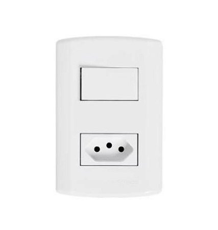 Conj. Interruptor 1 tecla simples + tomada 2p+t 20a 250v pluzie  cod 7218