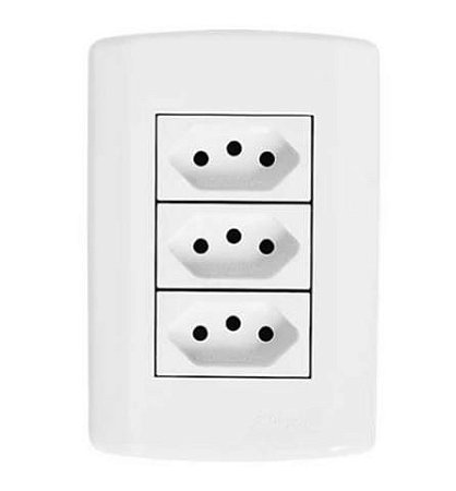 Conj. 3 tomadas modular branca 10a pluzie - 7215