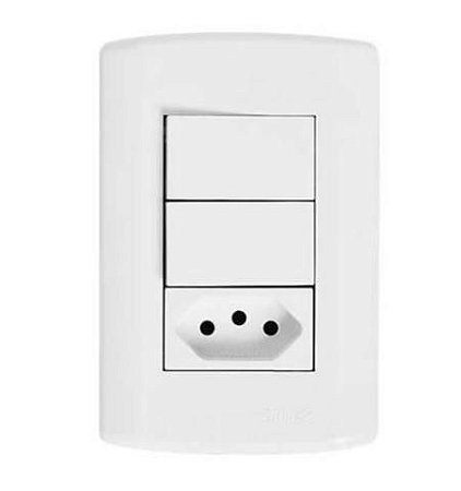 Conj. Interruptor 2 teclas + 1 tomada modular branca 10a pluzie - 7221