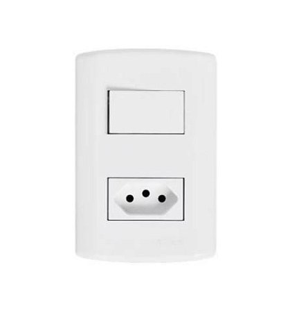 Conj. Interruptor 1 tecla 1 tomada modular branca 10a pluzie 7217
