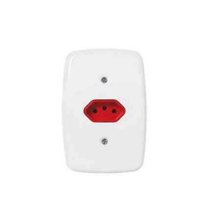 Conj. 1 tomada vermelha + placa branca 20a pluzie - 3231