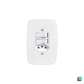Conj. Interruptor 2 teclas simples + 1 tomadabranco ideale 10a pluzie -3219