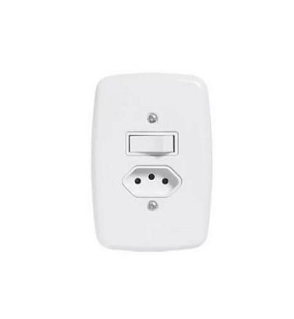 Conj. Interruptor 1 tecla simples + 1 tomadabranco ideale 10a pluzie - 3215