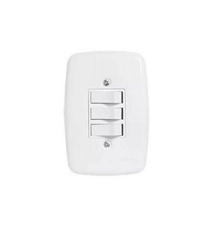 Conj. Interruptor 3 teclas simples branco ideale pluzie - 3205